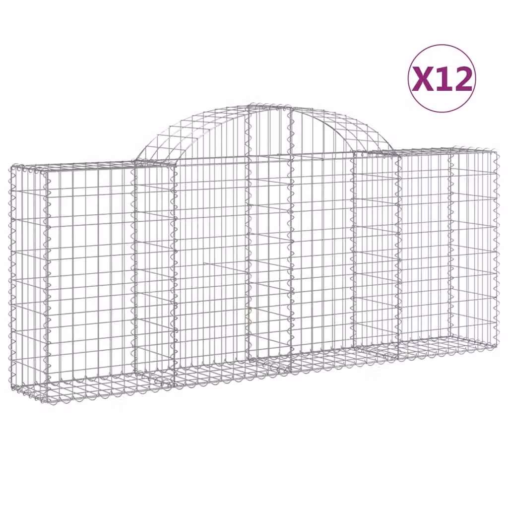 Cesti Gabbioni ad Arco 12 pz 200x30x80/100 cm Ferro Zincato