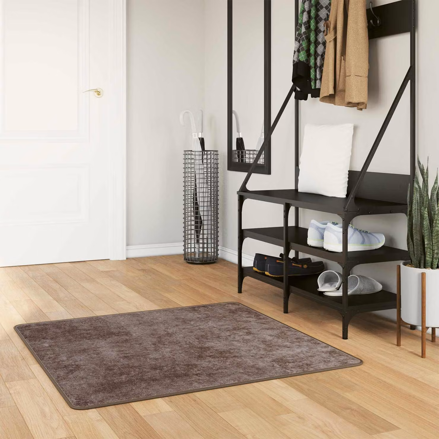 Tappeto Runner MARSA vidaXL Grigio, Design Astratto Moderno, Lavabile e Antiscivolo, 100 x 100 cm