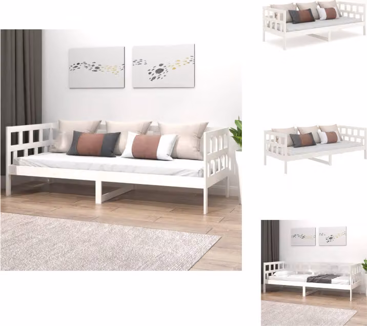 vidaXL Letto da giorno in pino massiccio bianco 90x200 cm - Letti e strutture letto