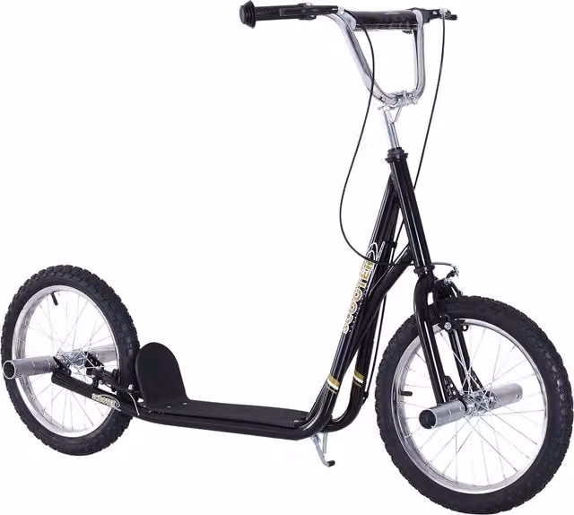 Monopattino per bambini HOMCOM con ruote da 16 pollici, altezza regolabile e freno, colore nero