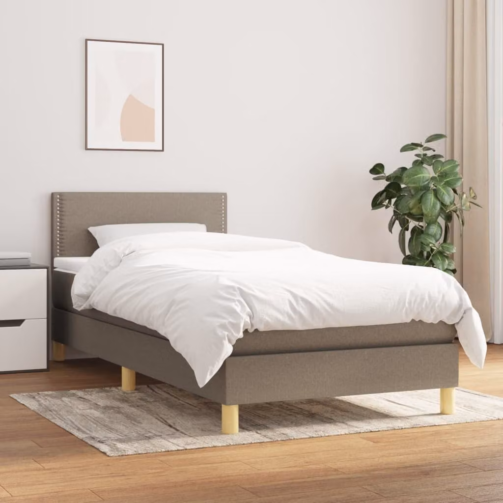 Maison Exclusive - Giroletto a Molle con Materasso Tortora 90x190 cm in Tessuto