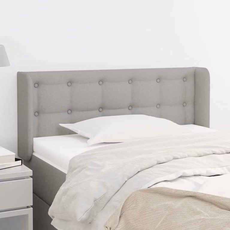 Testiera ad orecchio vidaXL in tessuto grigio chiaro con struttura in legno L: 83 cm, P: 16 cm, H: 78-88 cm