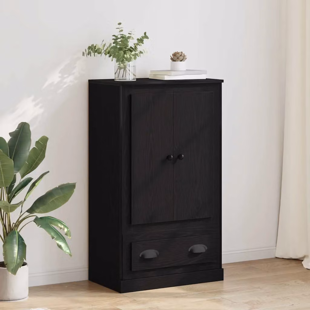 Credenza moderna vidaXL in legno ingegnerizzato MDF, colore Rovere Nero, L 60 x P 35,5 x H 103,5 cm