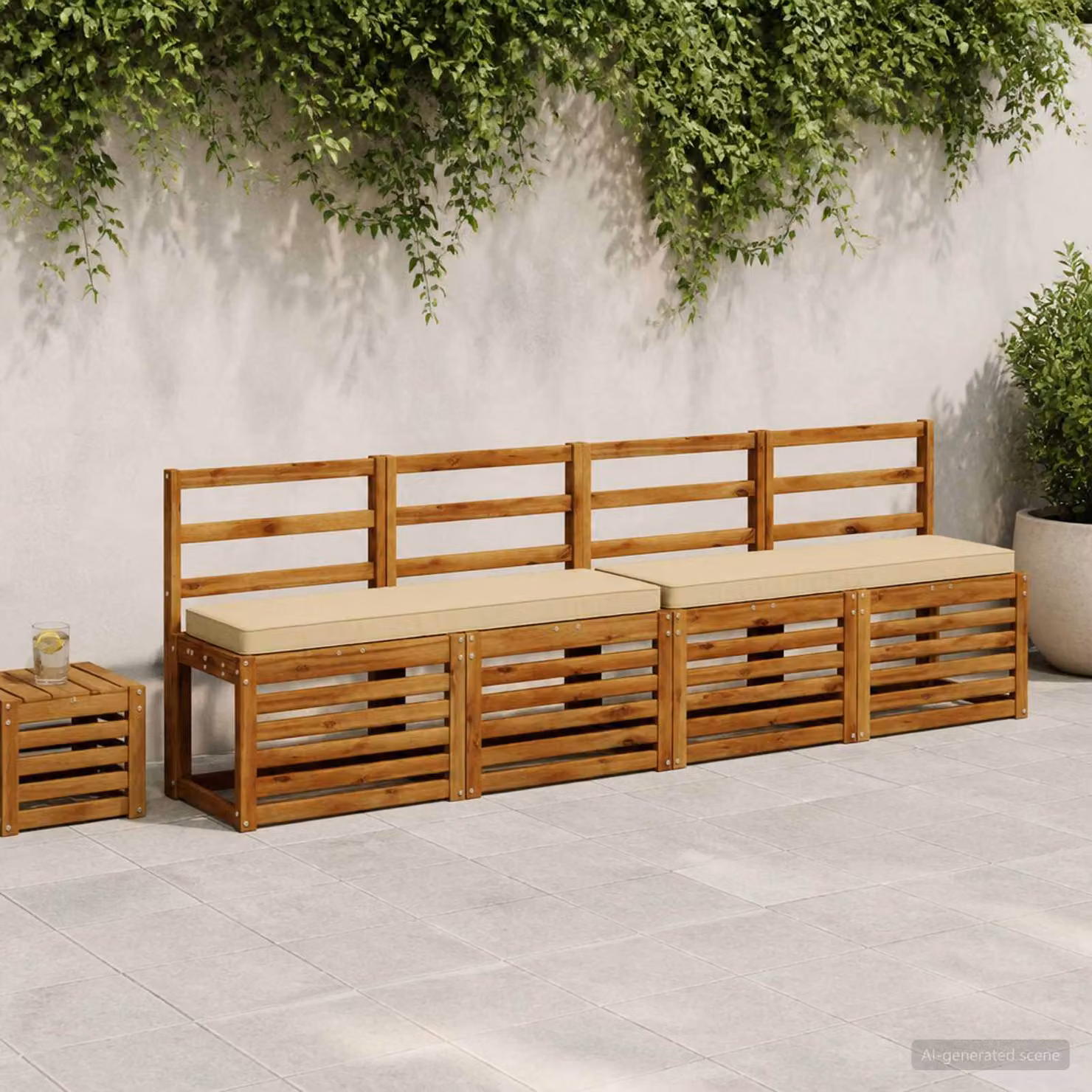 Cuscino per Panchina vidaXL VUGHT in Poliestere Beige con Rivestimento Rimovibile e Lavabile