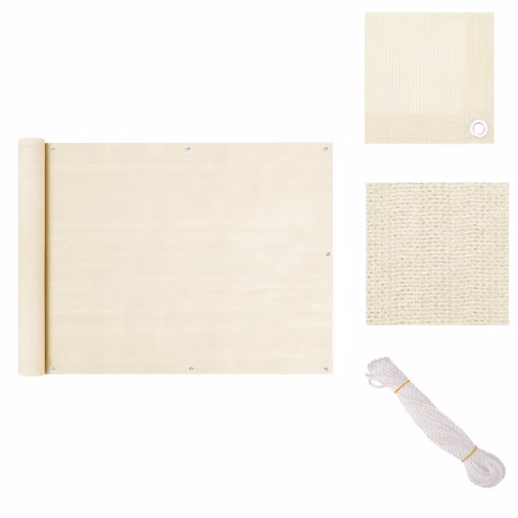 vidaXL Schermo per balcone, colore crema, 90x500 cm, materiale HDPE - Ombrelloni e protezioni solari