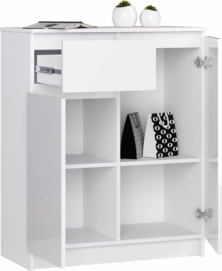Comò da 80 cm con 1 cassetto e 2 ante, credenza, mobile da 99 cm di altezza