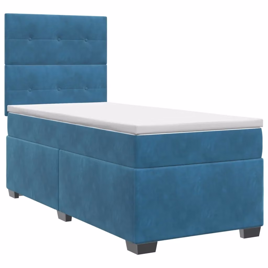 Letto box spring con materasso vidaXL in velluto blu, base con contenitore e molle a tasche, L/P/H: 100 x 200 x 140,5 cm – 2