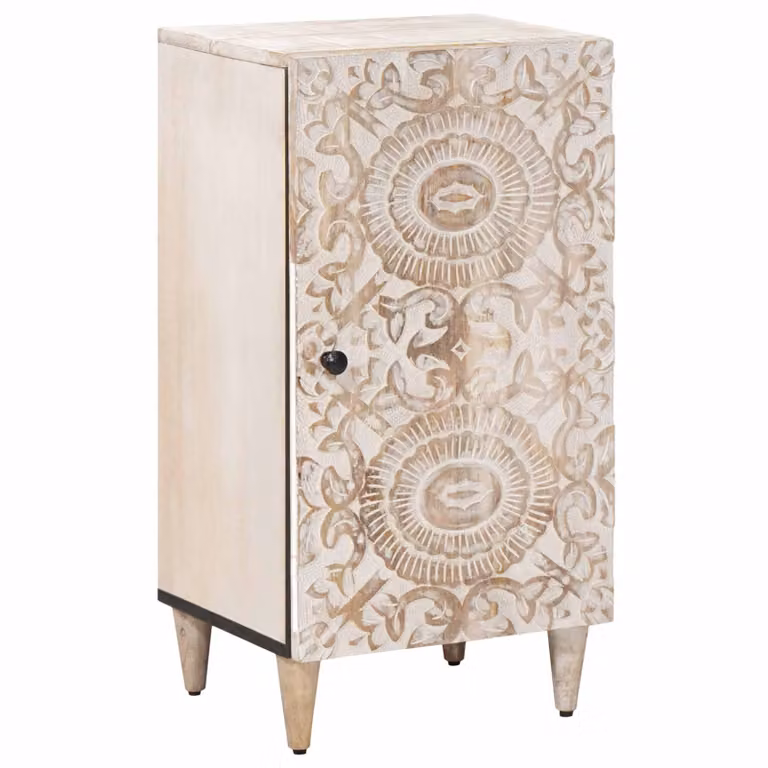 Credenza moderna vidaXL in legno di mango massello bianco L 40 cm, P 33,5 cm, H 75 cm