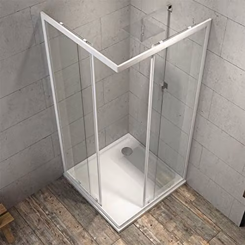 Ogomondo Box Cabina Doccia Angolare Corner Due Ante Scorrevoli Cristallo Temprato Trasparente (1, 86.5-89.5x86.5-89.5 Trasparente)
