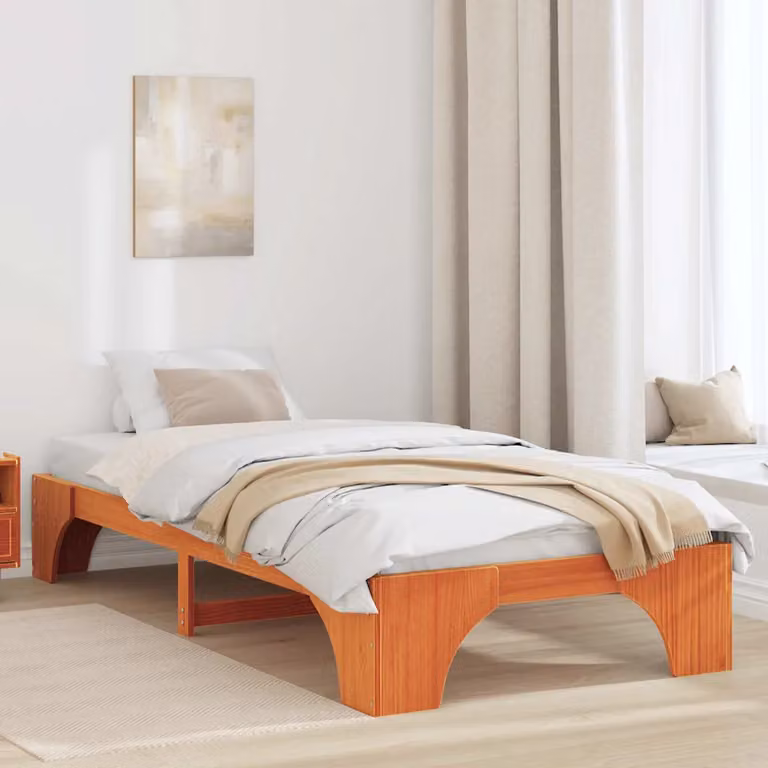 Struttura del letto moderna vidaXL in pino massello marrone cerato L/P/H: 207 x 80 x 30 cm