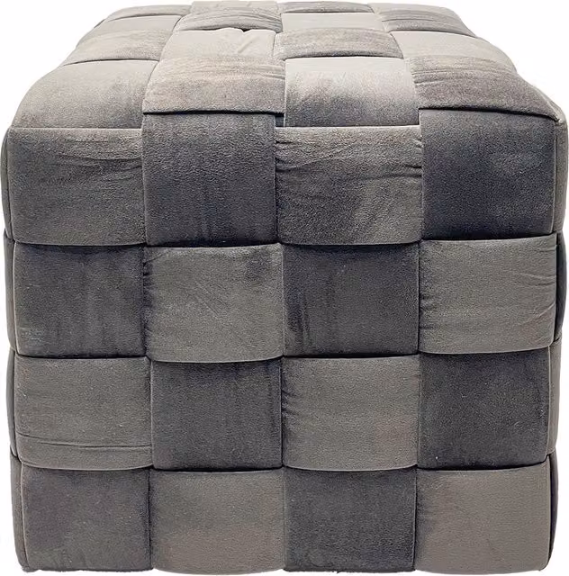 Pouf cubo moderno in velluto intrecciato marrone L/P/H: 41 x 41 x 41 cm