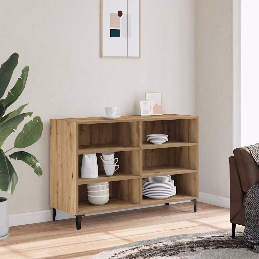 Credenza moderna vidaXL in MDF color rovere marrone L: 103,5 cm, P: 35 cm, H: 70 cm