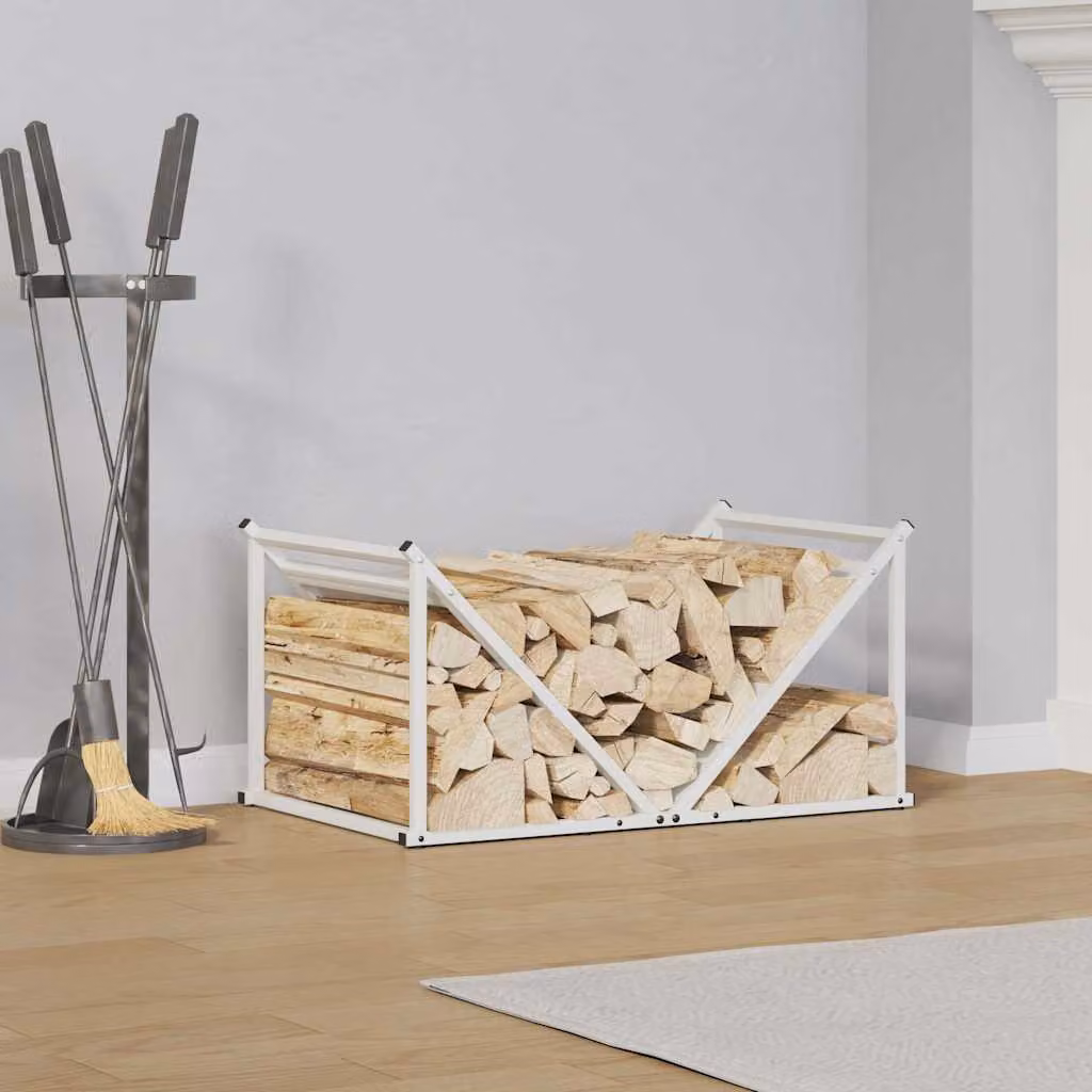 Rastrelliera per legna da ardere vidaXL, colore bianco, L 70 cm x P 43 cm x H 34,5 cm