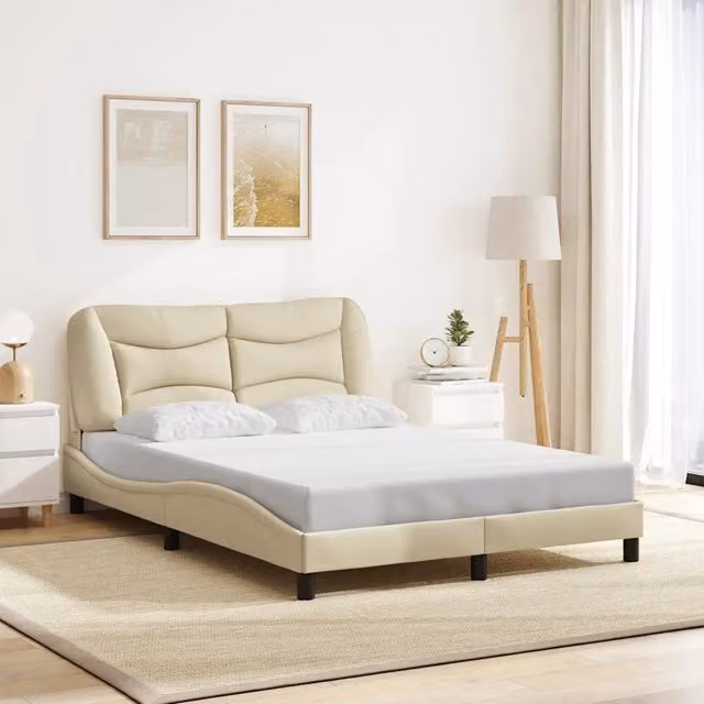 Giroletto senza materasso Hvar vidaXL in tessuto beige L/P: 140 x 190 cm