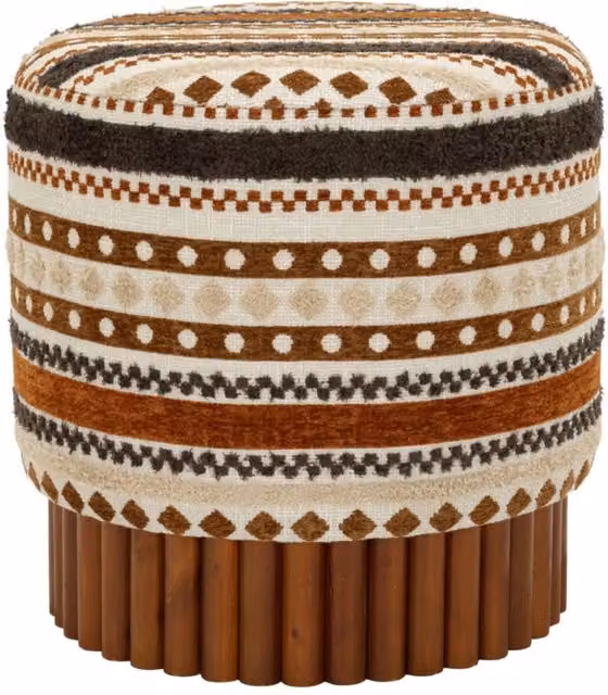Pouf etnico a cubo multicolor KENDRA HOME con rivestimento in tessuto e struttura in legno, L/P/H: 40 x 40 x 40 cm