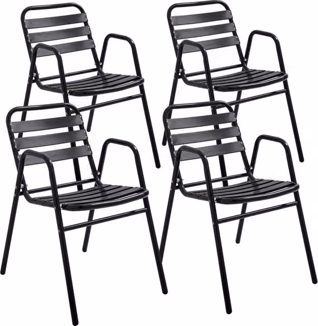 Oviala - Set di 4 poltrone da giardino in alluminio nero