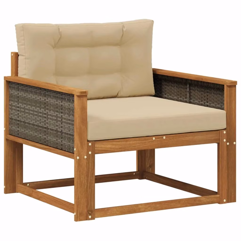 Divano centrale componibile per esterno DESIGN IN in legno di acacia con cuscini beige e marroni – 2