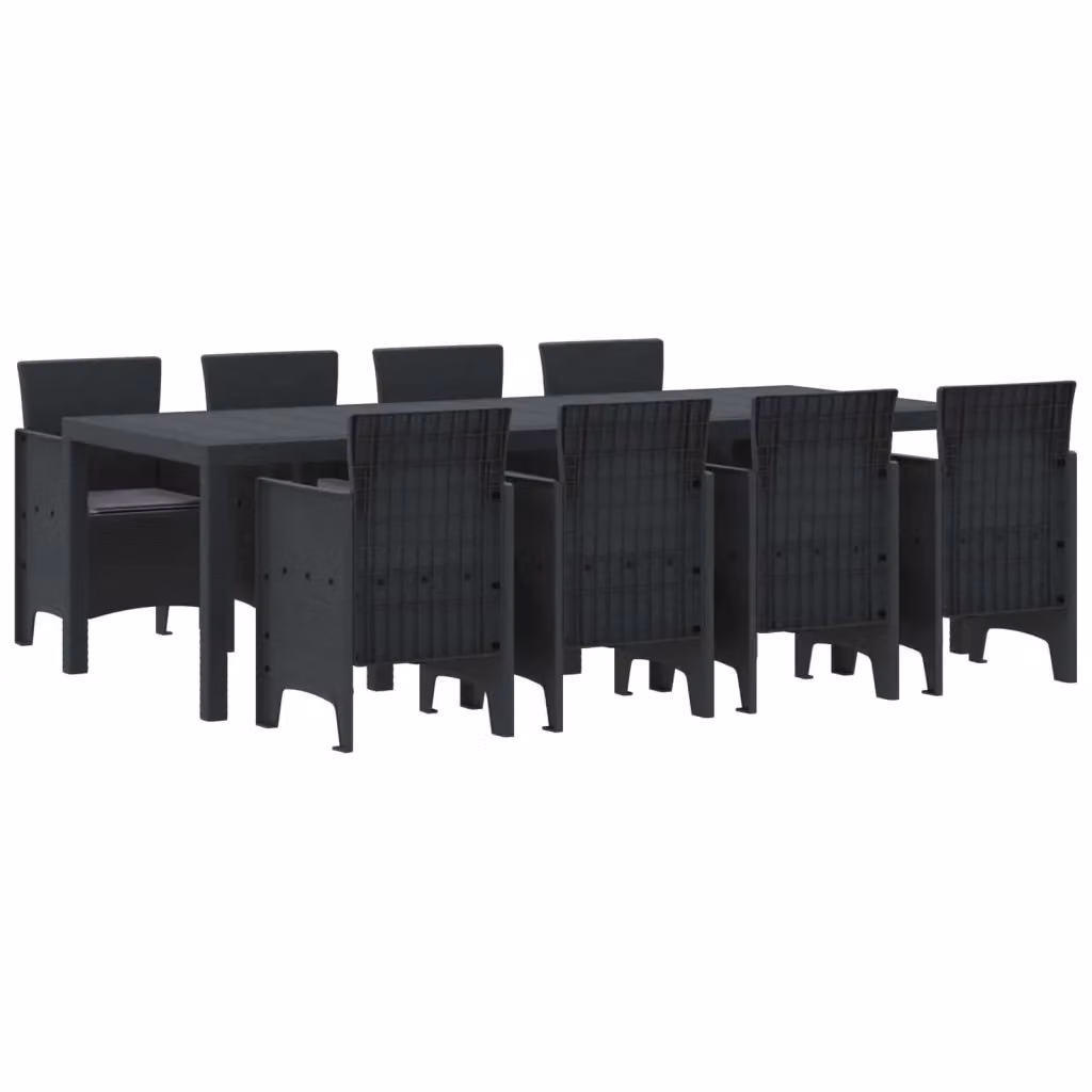 Set da pranzo per giardino e terrazza vidaXL in polyrattan antracite 9 pezzi – 2