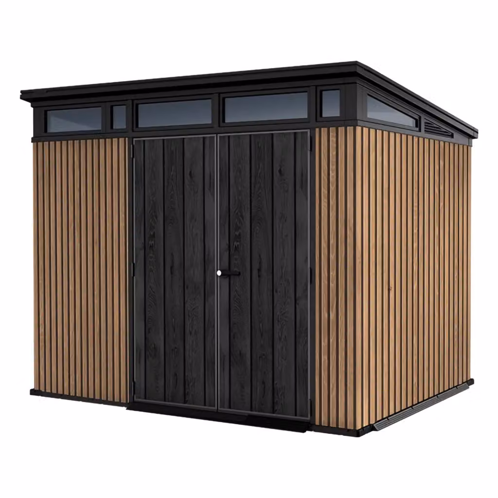 Casetta da Giardino Newberry con Finitura in Resina e Sistema di Chiusura, Marrone Noce, L/P/H: 277 x 218 x 226 cm – 2