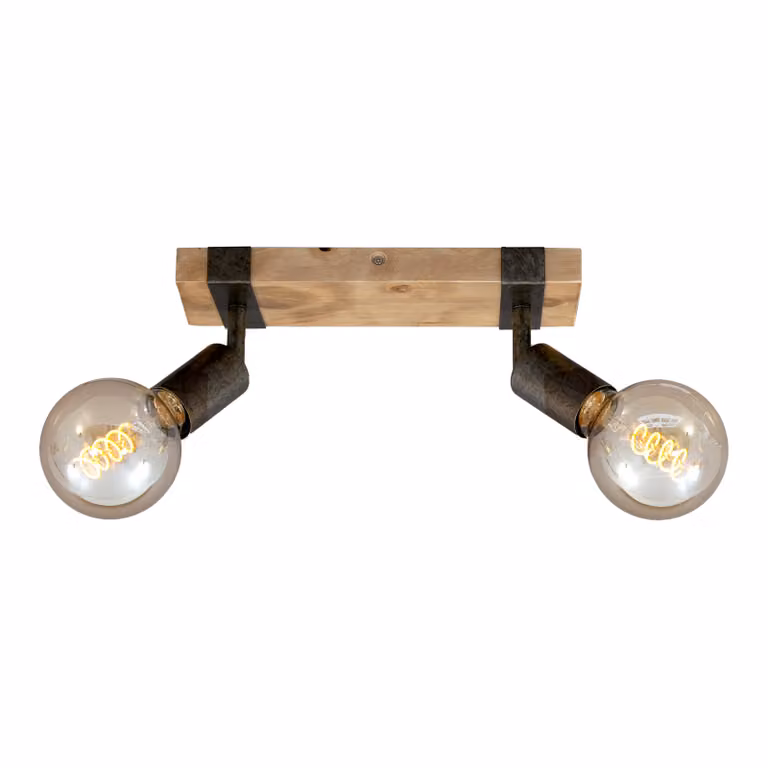 Faretto lampada da soffitto orientabile 2xE27 metallo-legno Gunmetal 25W Briloner