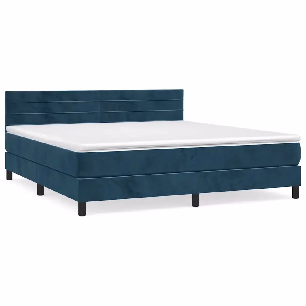 Letto Ibrido con Giroletto a Molle e Materasso vidaXL in Velluto Blu e Bianco L: 180 cm, P: 200 cm, H: 88 cm – 2
