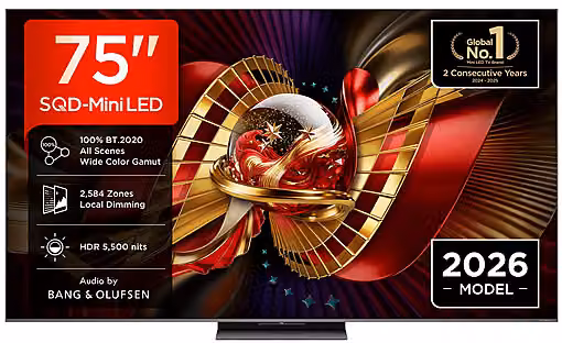 Smart TV TCL 75C8L da 75 pollici Mini LED 4K UHD con Google TV, 144Hz, Dolby Vision e Atmos e Audio Bang Olufsen, Colore Nero