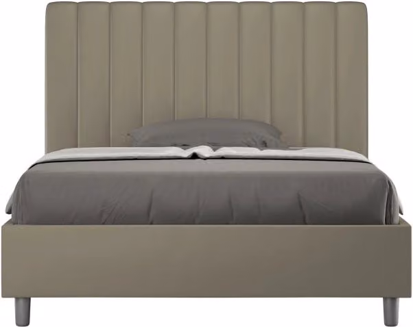 Letto imbottito Matrimoniale francese 140x190 cm Agueda - Similpelle,Cappuccino,Contenitore