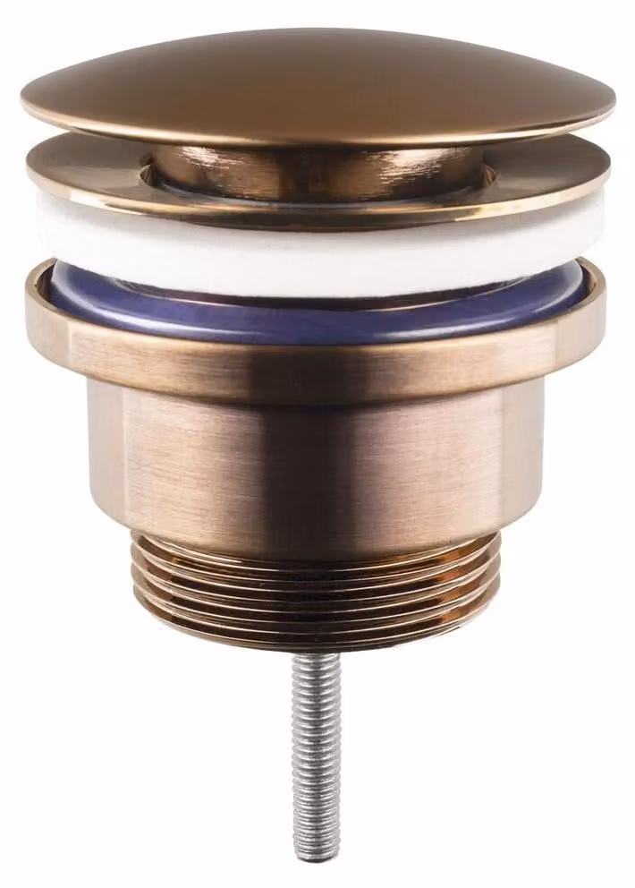 Set di scarico per lavabo 5/4", clic-clac, tappo grande, 10-55 mm, rame opaco
