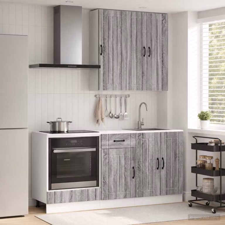 Unità cucina moderna vidaXL LUCCA composta da 5 pezzi in legno ingegnerizzato grigio opaco