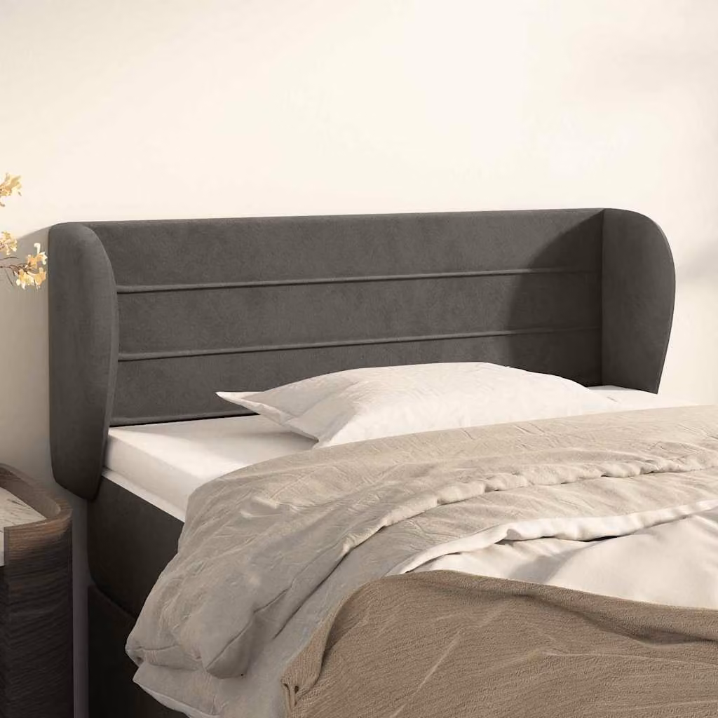 Testiera ad orecchio vidaXL in velluto grigio scuro L: 93 cm, P: 23 cm, H: 78-88 cm