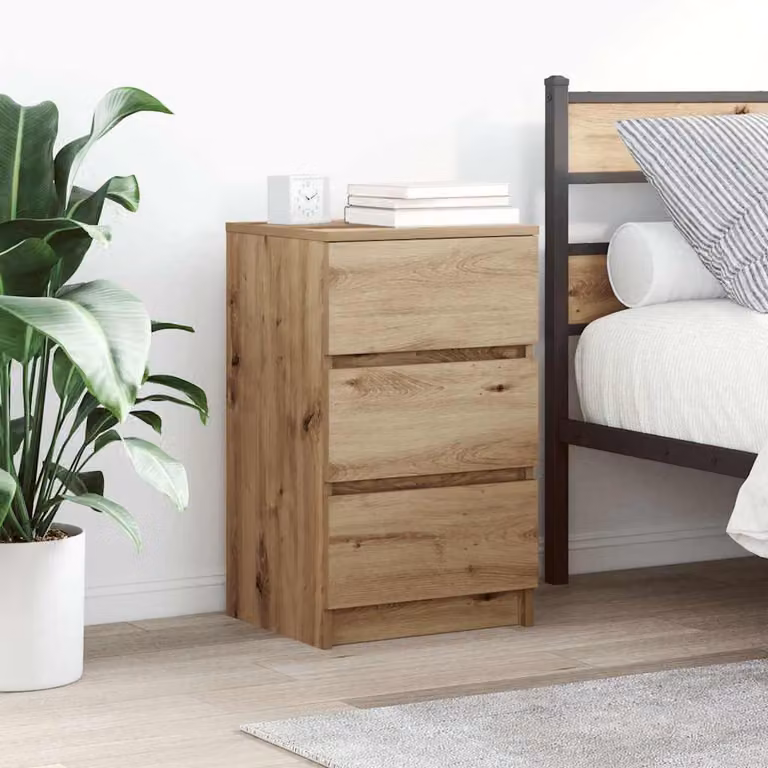 Set di 2 comodini vidaXL con 3 cassetti in stile moderno, colore marrone, L 39 cm x P 35 cm x H 65 cm