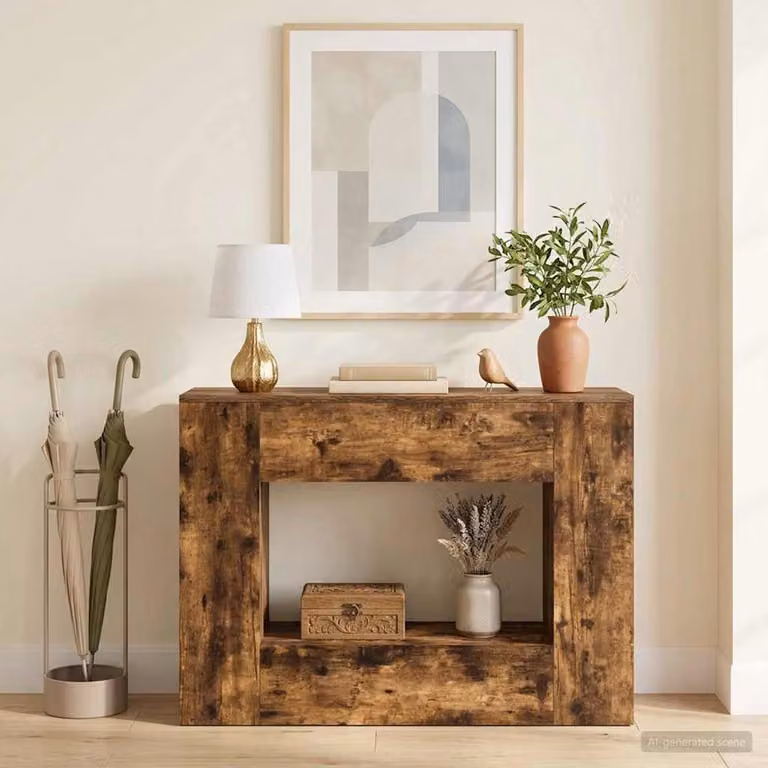 Mobile porta scarpe vidaXL in legno MDF laminato marrone con design astratto L 101 x P 29 x H 74 cm