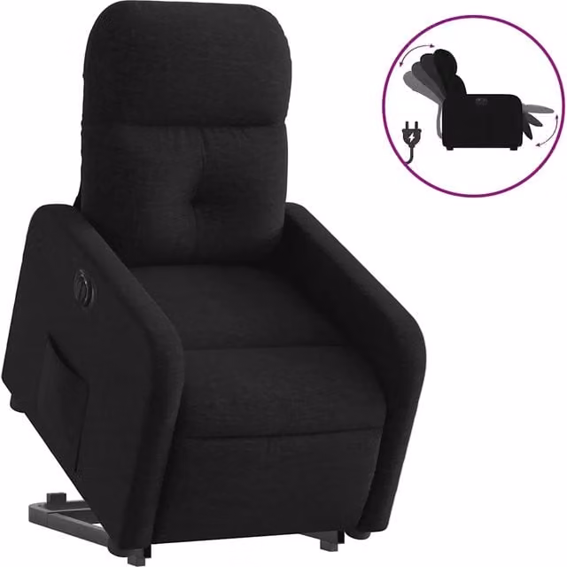 Poltrona | Sedia Relax Alzapersona Reclinabile Elettrica Nera in Tessuto