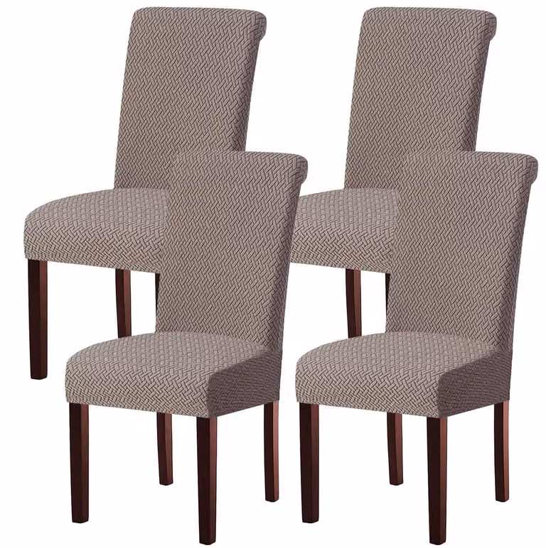 Copri sedie, set da 4, in tessuto elasticizzato jacquard, lavabili, universali per sedie