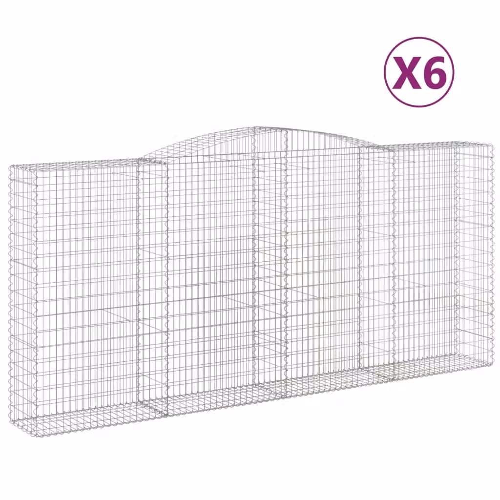 Cesti Gabbioni ad Arco 6 pz 400x50x180/200 cm Ferro Zincato