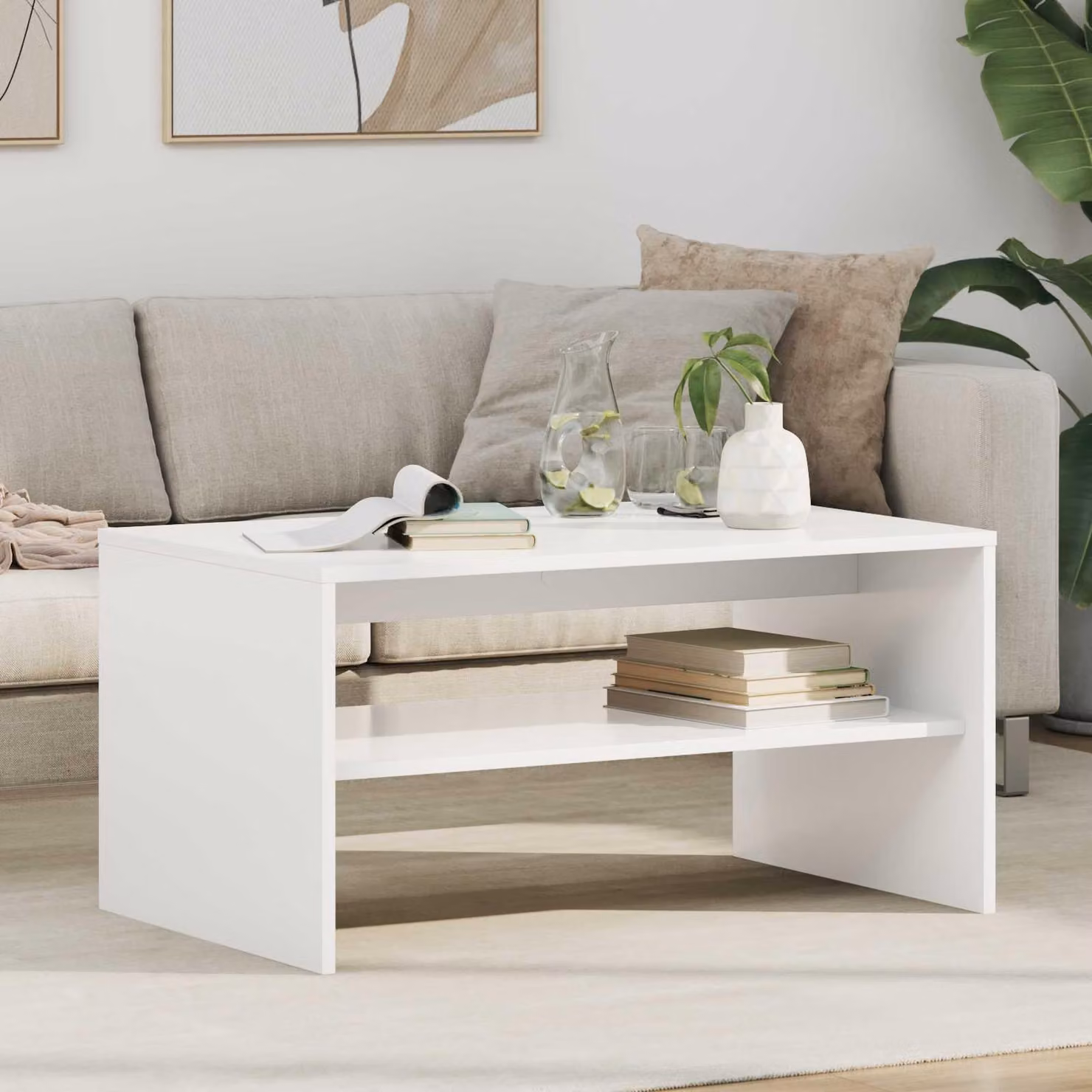 Maison Exclusive - Tavolino bianco 80 x 50 x 40 cm Materiale ligneo