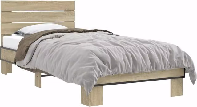 Letto singolo moderno con testata in legno marrone L: 80 cm, P: 200 cm, H: 83 cm – 1