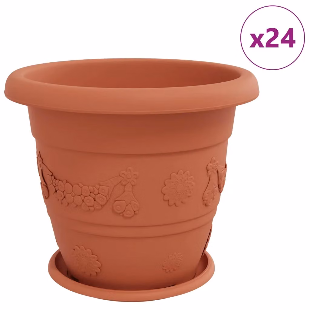 Set di 24 vasi per piante vidaXL in plastica, colore rosso, Ø 39 x H 32 cm – 2