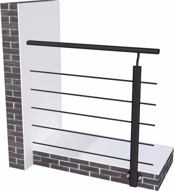 Ringhiera Balaustra in Alluminio Nero Opaco 100x100cm a Fissaggio a Parete, con supporto di collegamento a Parete