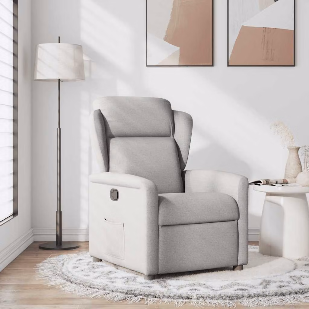 vidaXL Poltrona Reclinabile in Tessuto Grigio Nuvola