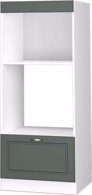 Mobile cucina microonde Fame-Line Verde-oro rustico/Bianco 60 cm aperto Vicco
