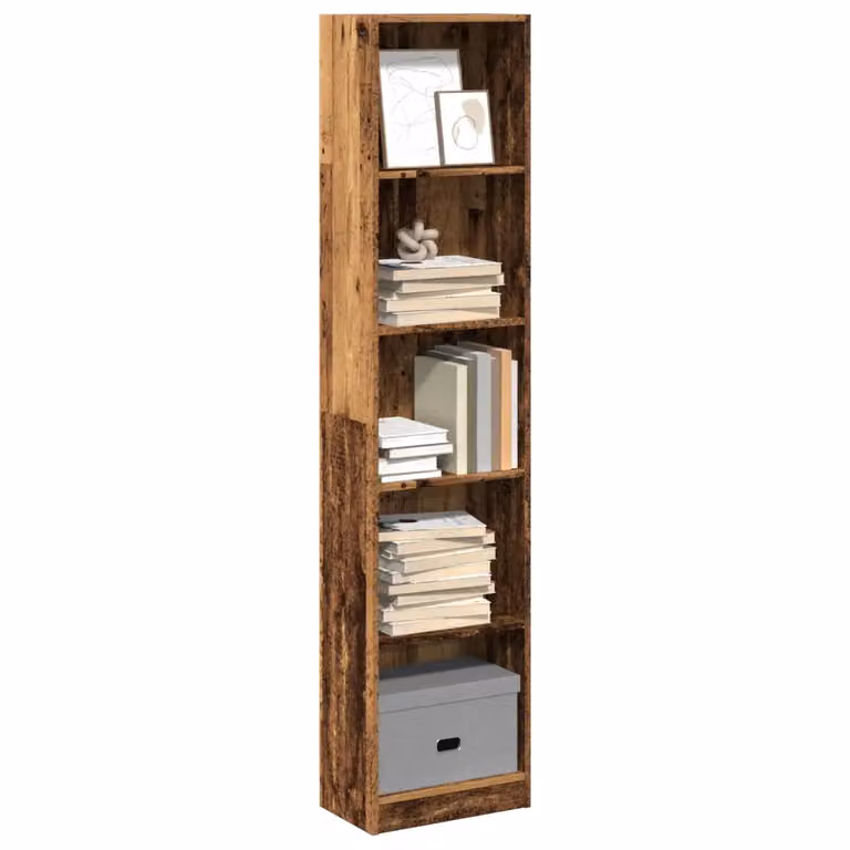 Libreria vidaXL in Legno Antico Marrone con Pannello Posteriore L: 40 cm, P: 24 cm, H: 176 cm