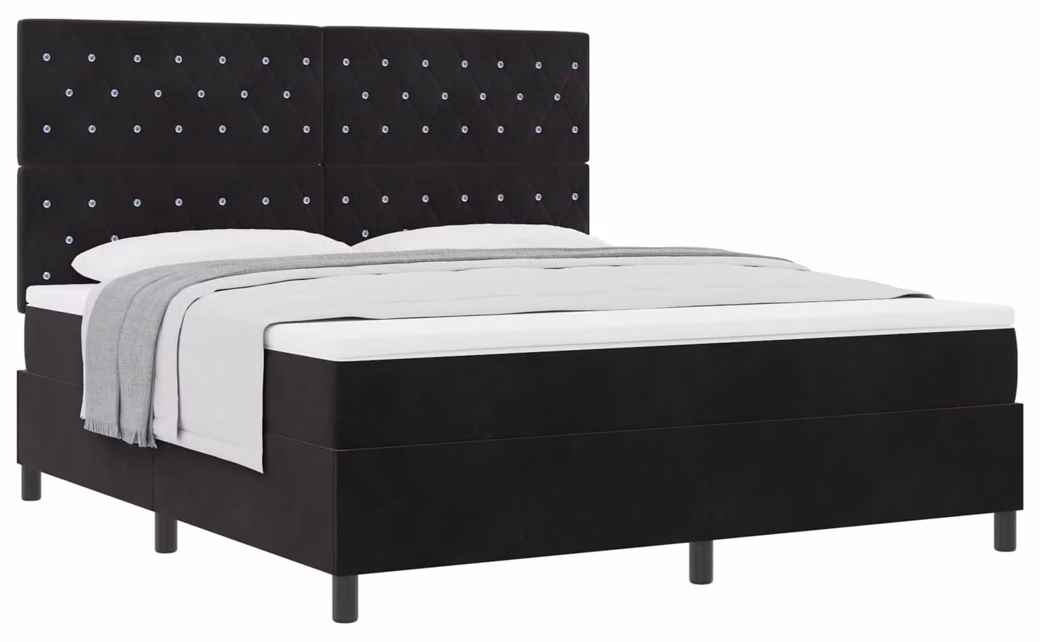 Letto a molle con materasso nero 180 x 200 cm in velluto