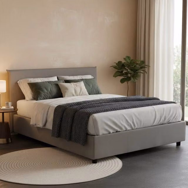 Letto Matrimoniale Ashlee Talamo Italia Grigio con Contenitore a Sollevamento L/P/H: 160 x 190 x 175 cm – 1