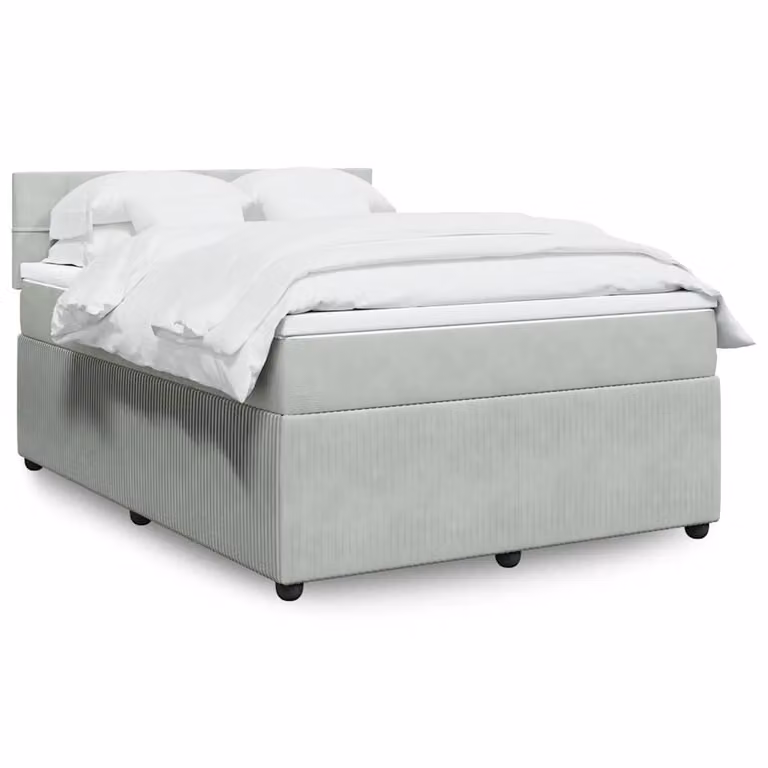 vidaXL Giroletto a Molle con Materasso Ibrido in Velluto Grigio Chiaro, L/P/H: 140 x 190 cm
