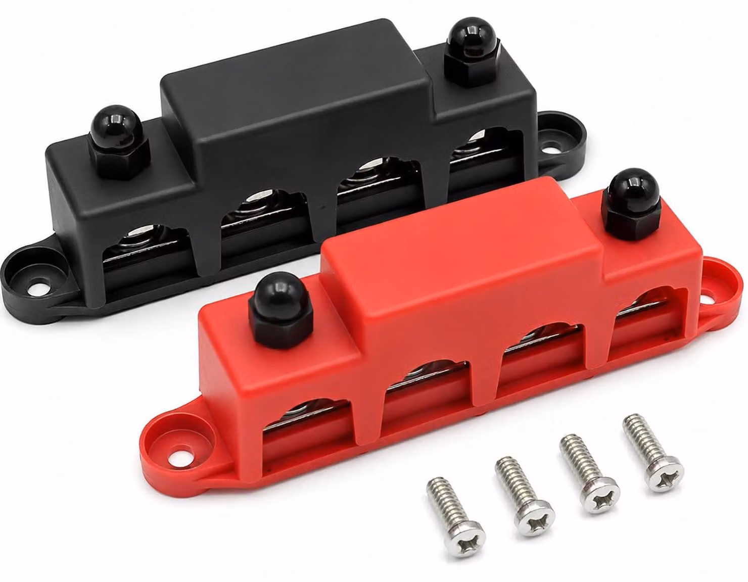 Barre di distribuzione, 2 pezzi, 4 poli, 250 Ampere, 12V-48V DC, per auto e imbarcazioni