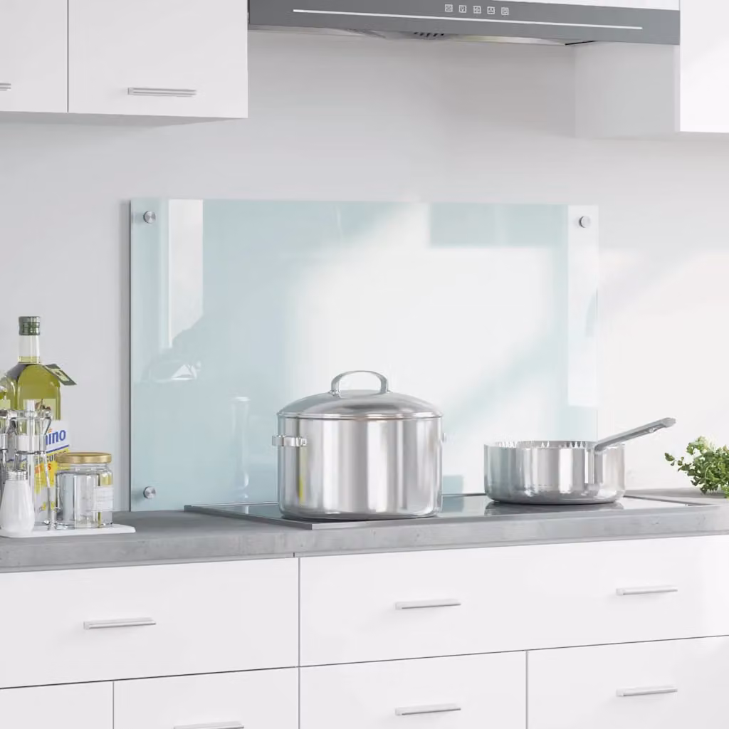 Schienale da cucina vidaXL in vetro temperato bianco lucido, L: 90 cm, H: 50 cm