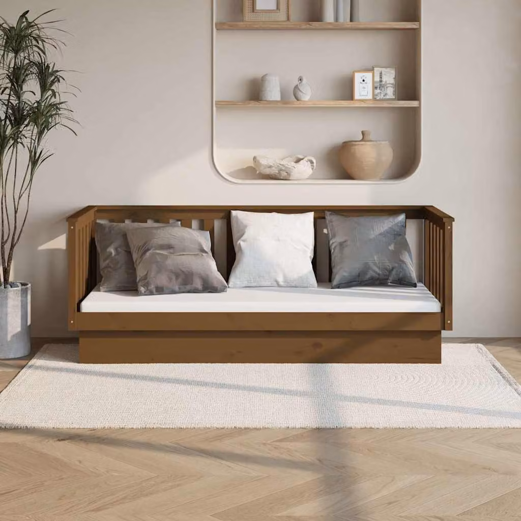 vidaXL Dormeuse in Legno Massello di Pino Marrone Ambra L: 197.5 cm, P: 82 cm, H: 76 cm