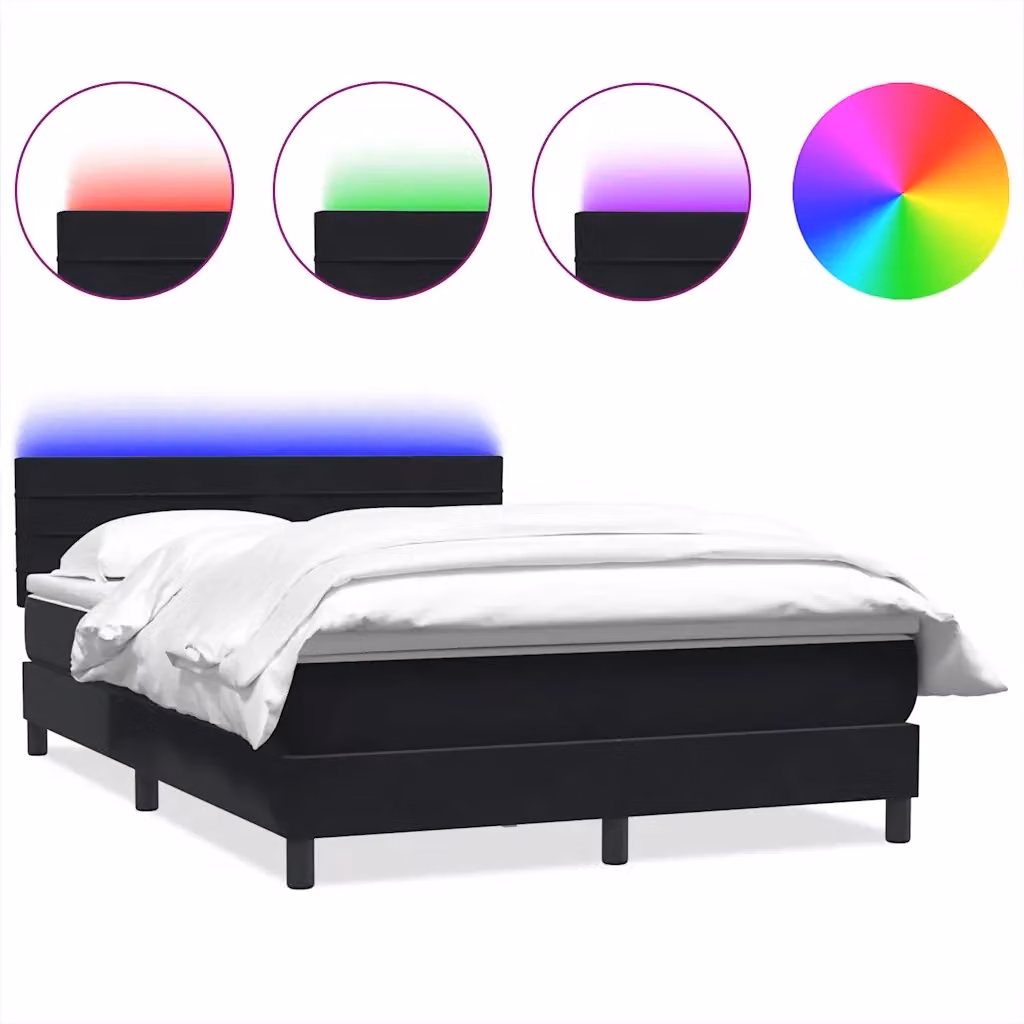 Letto Ibrido con Materasso e Illuminazione LED vidaXL in Velluto Nero L: 160 cm, P: 213 cm – 2