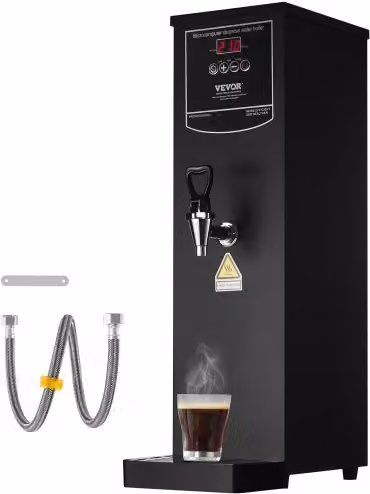 Distributore Elettrico di Acqua Calda Vevor in Acciaio Inox, Bollitore Dispenser da 15 Litri con Temperatura Regolabile da 40°C a 99°C, Colore Argento e Nero